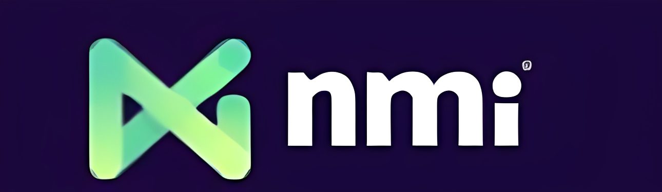 Logo with stylized green and blue icon and white letters on dark background.